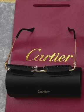 Cartier Gold Frame Black Lens Women's Sunglasses